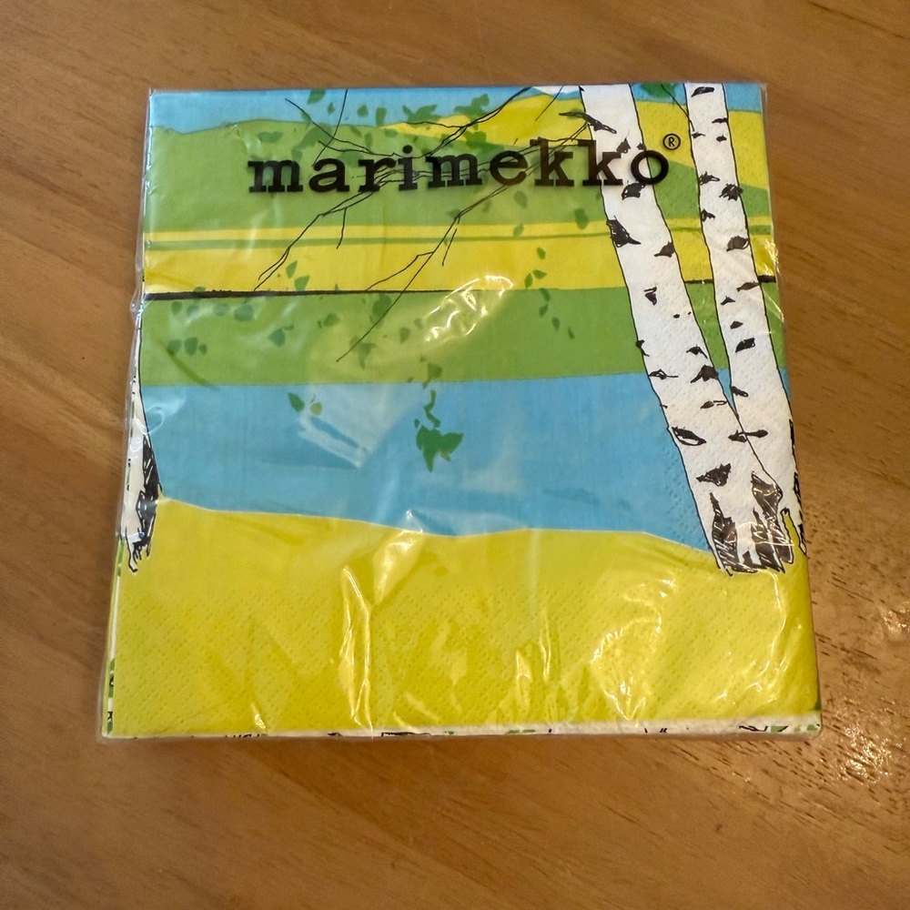 marimekko paper napkins KAIKU green mountains trees river set of 20 cocktail